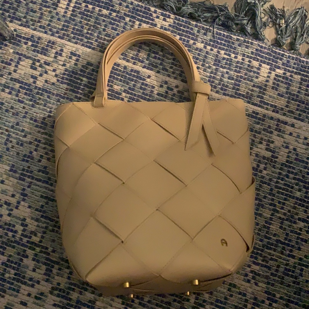 Etienne Aigner woven leather tote with strap